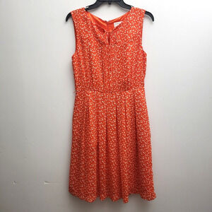Hi There Karen Walker Prosecco Dress 4 Orange-Red White Polka Dot Pleated Tie